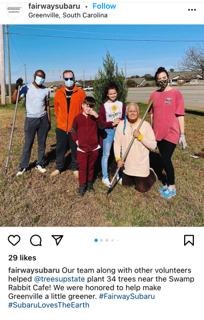 screen shot of Fairway Subaru Instagram post