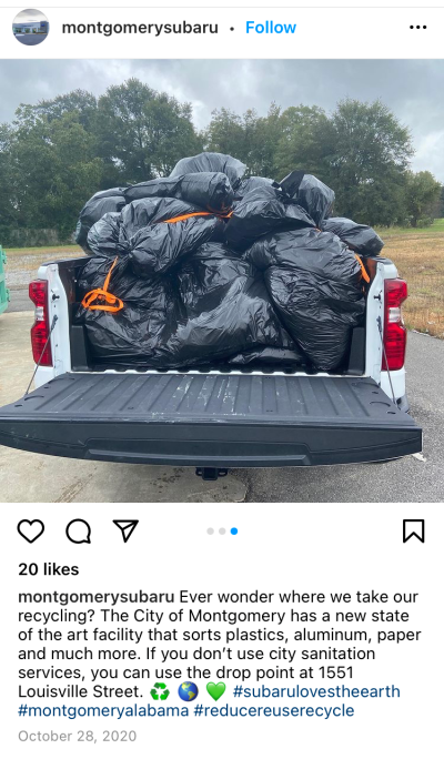 screen shot of Montgomery Subaru Instagram post