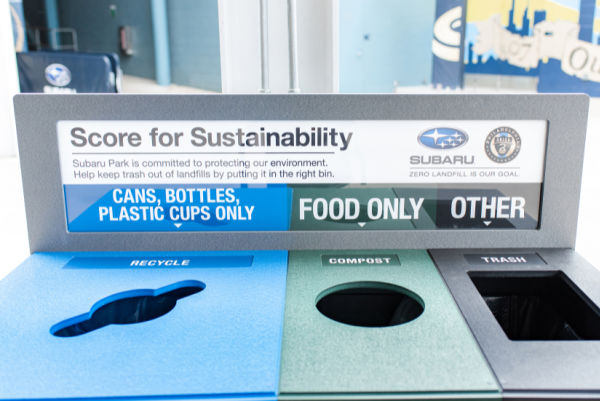 recycle, compost and trash bin