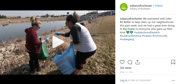 Subaru of Rochester neighborhood cleanup social media post
