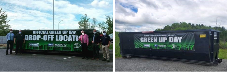 Drop-off dumpsters at White River Subaru (left) and Twin City Subaru (right)