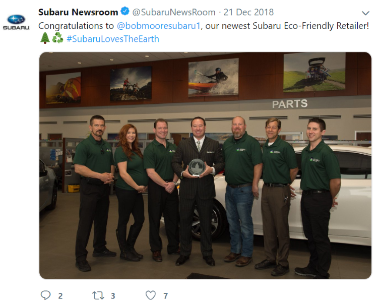 Bob Moore Subaru green team