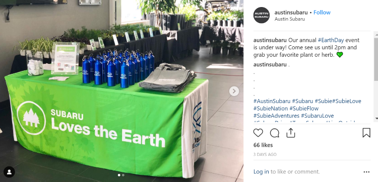 Austin Subaru Earth Day giveaway social media post