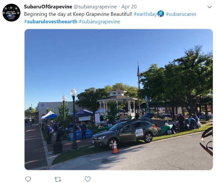 Subaru of Grapevine Earth Day social  media post