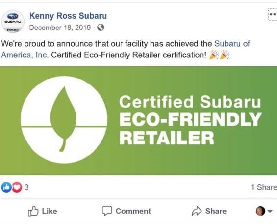 Kenny Ross Subaru Eco-Friendly social post
