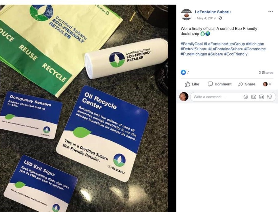 LaFontaine Subaru Eco-Friendly social post