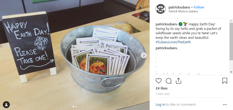Patrick Subaru seed giveaway social media post