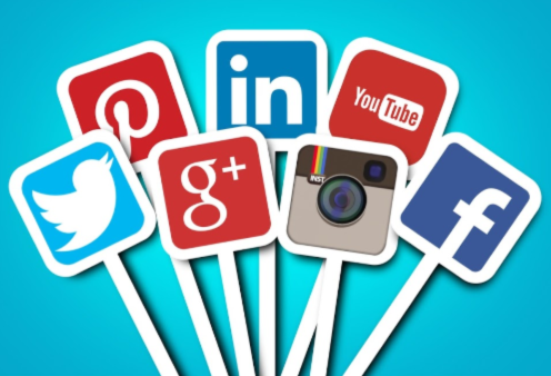 graphic with social media channel logos