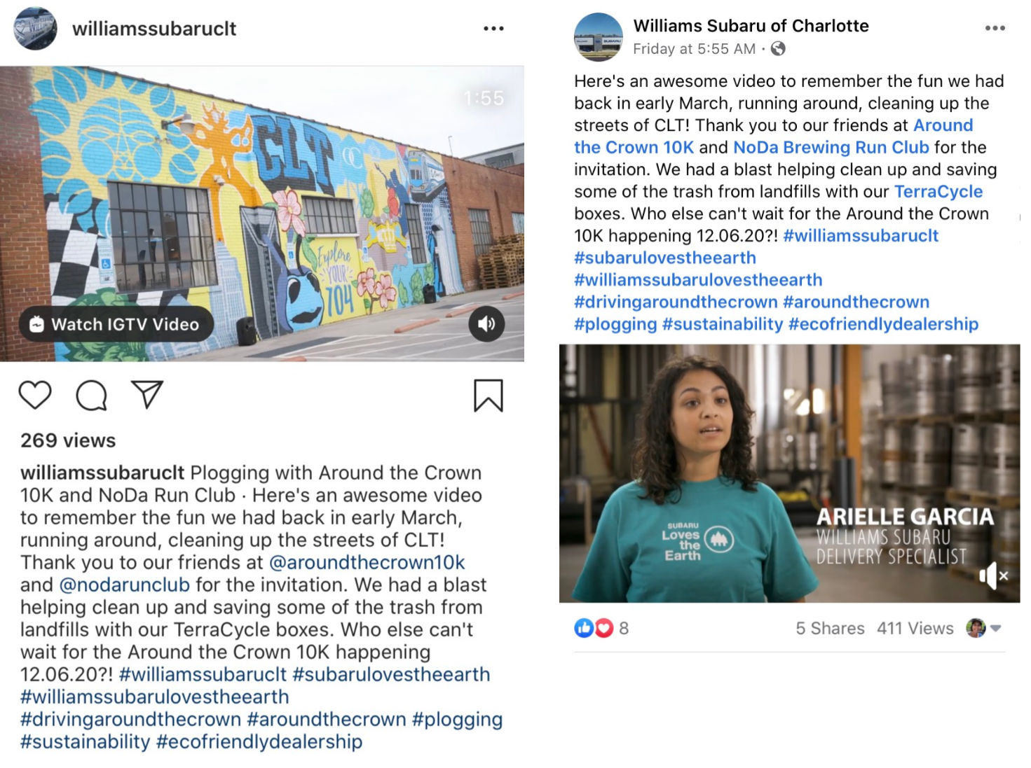 Social posts from Williams Subaru