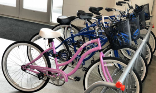 Loaner bicycles at Subaru dealership