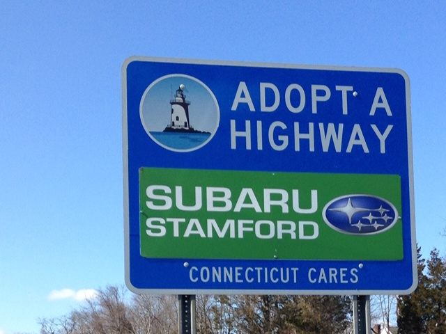 Connecticut adopt a highway sign for Subaru Stamford