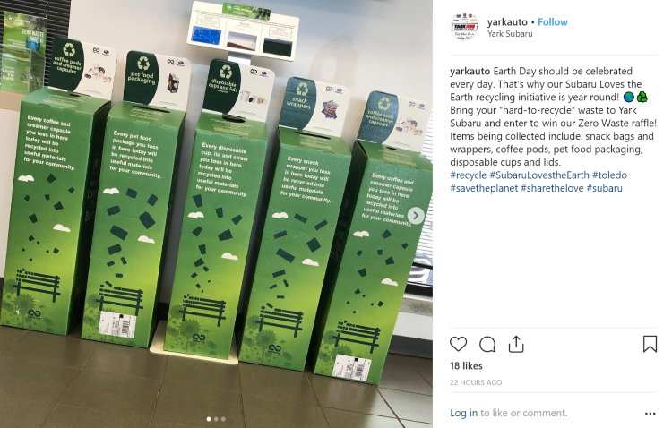 Yark Subaru TerraCycle social media post
